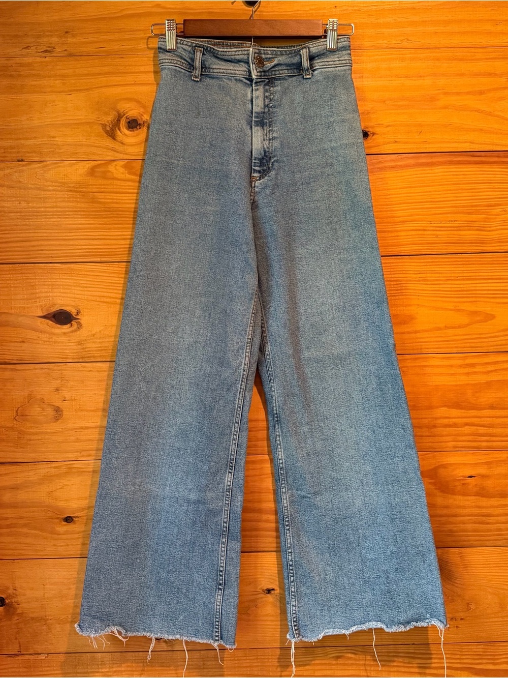 Zara Wide Leg High Rise Denim Jeans 4 Stretch